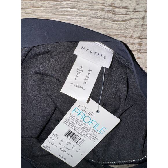 Gottex Black Bikini Bottoms Size 8 Boho Luxe Geometric Trim Swimwear Resort Chic - Picture 4 of 4